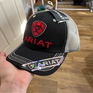 Ariat Men’s Red Gray Black Trucker Style Hat NWT